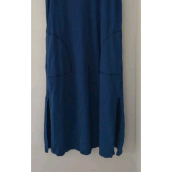 T by Talbots Sleeveless Midi Dress Size Medium Blue Cotton Pockets Coastal Tank - Picture 3 of 11